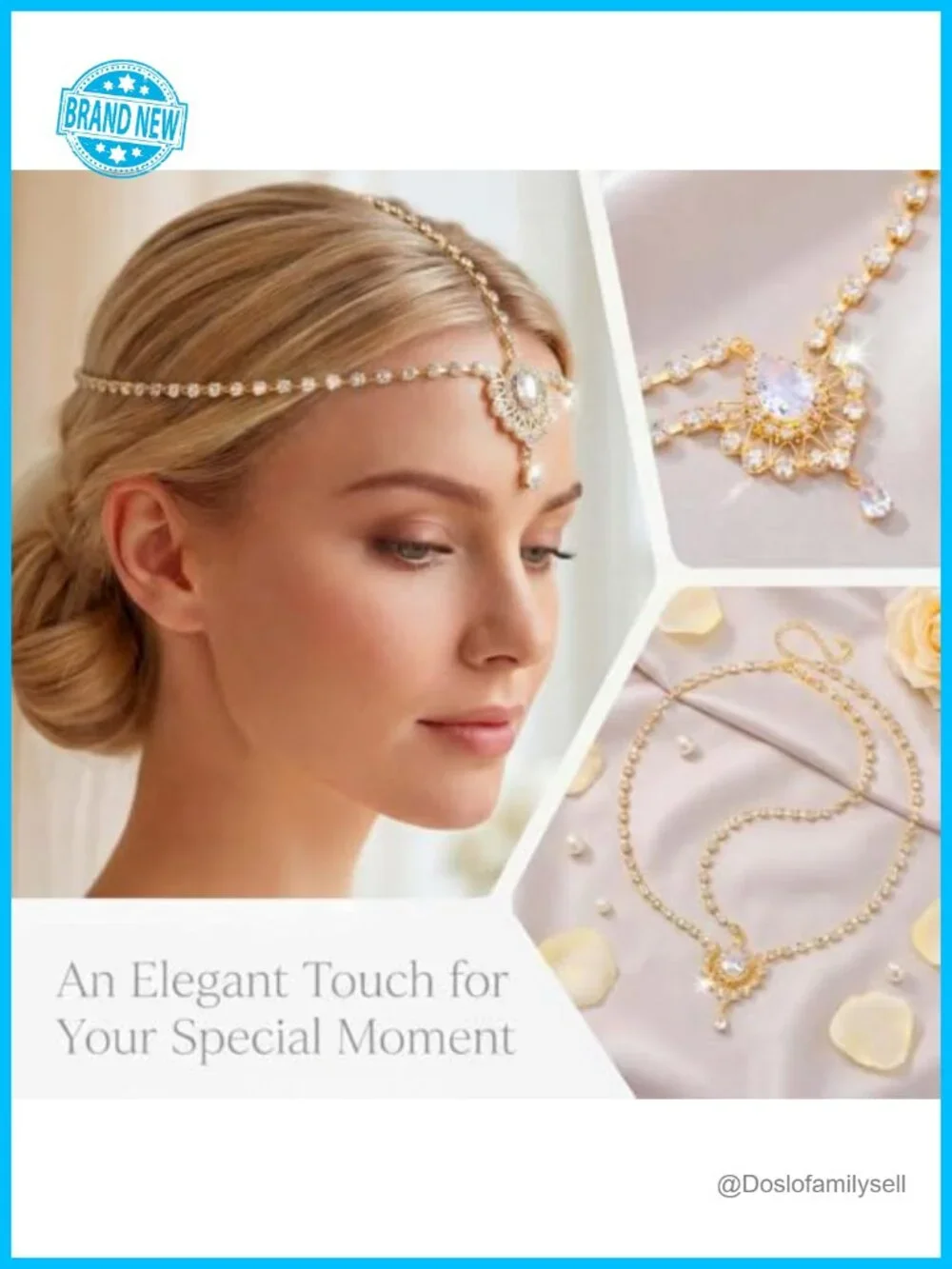 Crystal Head Chain Jewelry Rhinestone Hair Chain Boho Bridal Headpiece